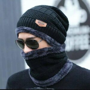 Warm Breathable Wool Knit (1 pcs Double Layer Cap) & (1pcs Muffler(Scarf)) (Copy)