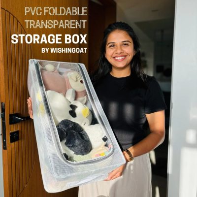 (2 Pcs) Foldable Transparent Storage Box for Shoes, Toys, Clothes, Books